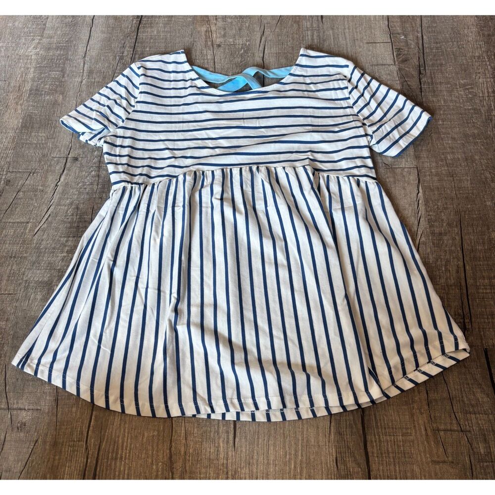 NWT PetalLush Women’s Striped Dress XL Blue‎ White Short Sleeve Casual